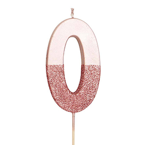 Rose Pink Number 0 Candle